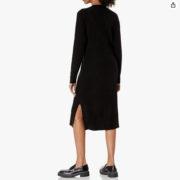 NWT The Drop Women's Renata Rib Slounge Midi Dress, Black, M - Picture 2 of 4
